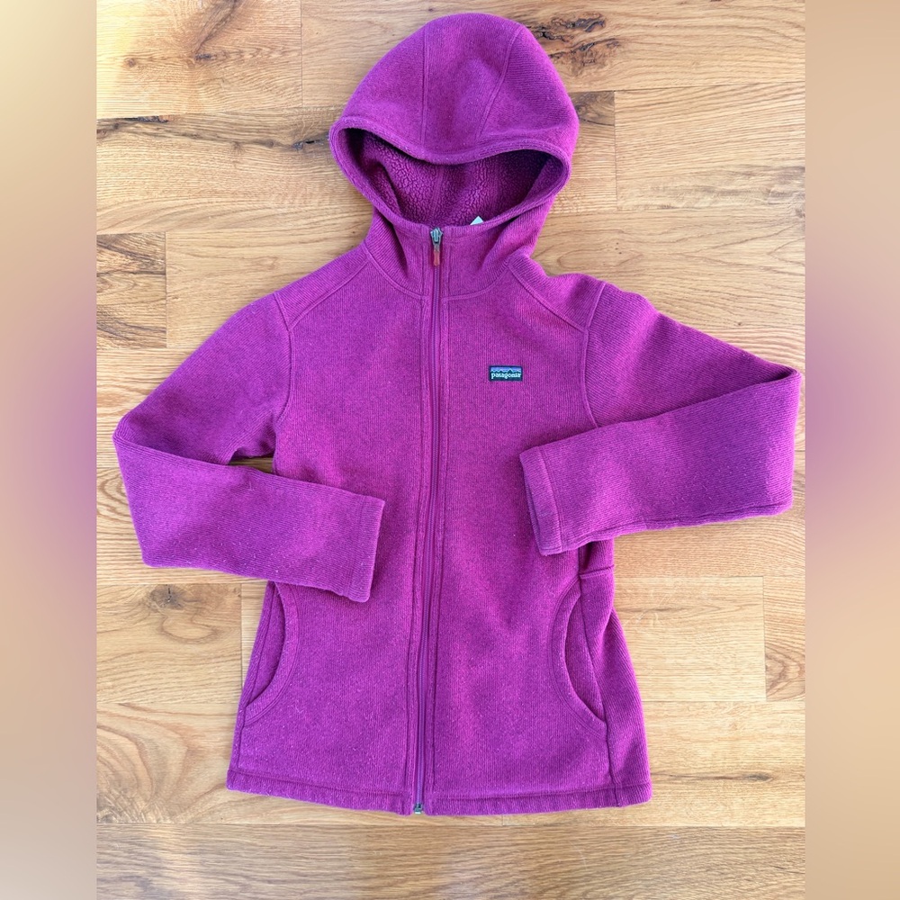 Patagonia Magenta Better Sweater Hoody Girls L 💜